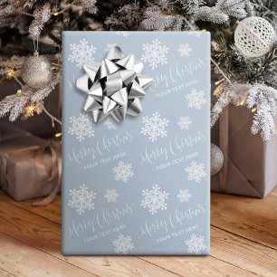 Papier Cadeau Flocons de neige bleus Joyeux Noël Script Personna