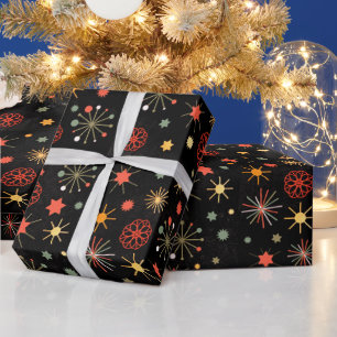 Papier Cadeau Flocons de neige colorés brillants