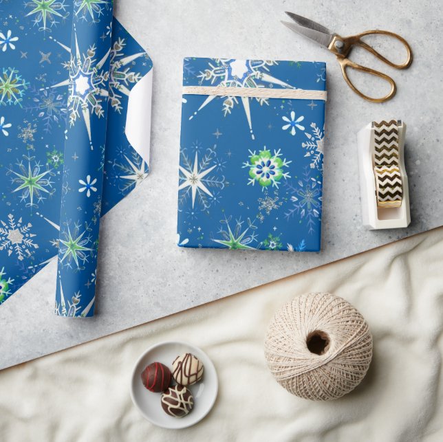 Papier Cadeau Flocons de neige de milieu de siècle à profusion s (Artisanat)