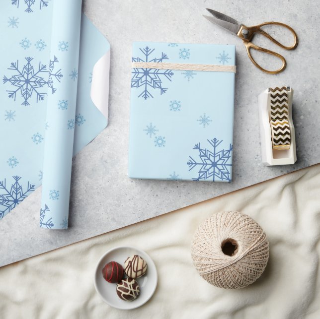 Papier Cadeau Flocons de neige de Noël d'hiver Bleu (Artisanat)