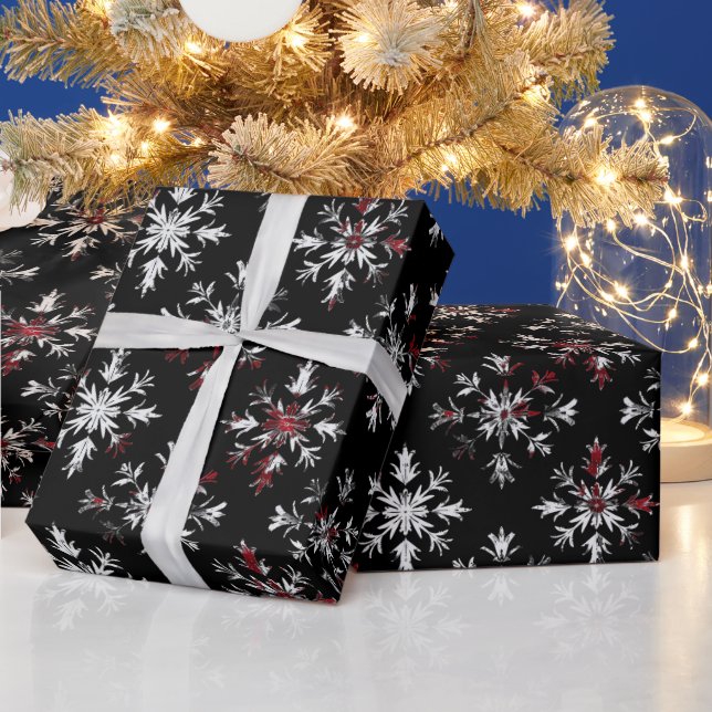 Papier Cadeau Flocons de neige de Noël gothique effrayant (Vacances)