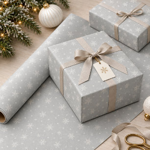 Papier Cadeau Flocons de neige en ivoire doux sur la pâte à mode