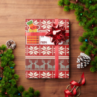 Papier cadeau flocons de neige et rennes