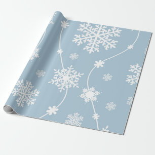 Papier Cadeau Flocons de neige gris bleu hiver merveilleux vacan