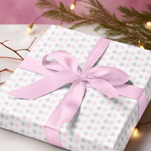 Papier Cadeau Flocons de neige gris rose