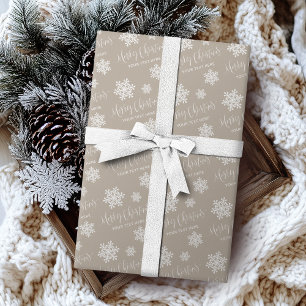 Papier Cadeau Flocons de neige Kraft Écriture Joyeux Noël Person
