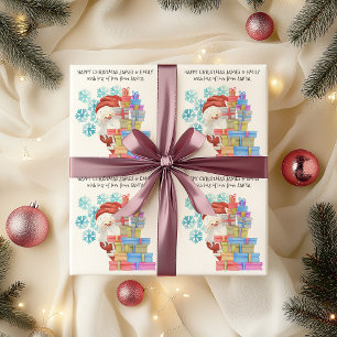 Papier Cadeau Flocons de neige personnalisés du Père Noël pour e
