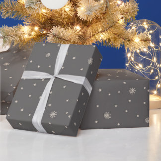 Papier Cadeau Flocons de neige Retro Scandi Doodle en beige sur