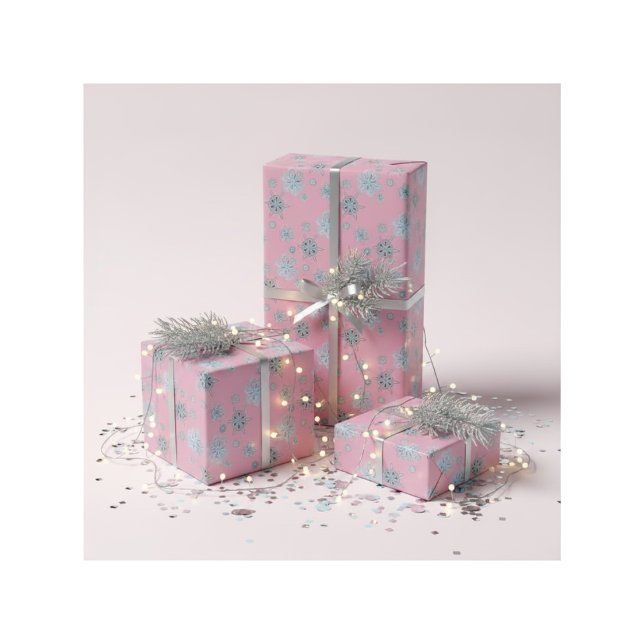 Papier Cadeau flocons de neige rose pâle (Créateur téléchargé)