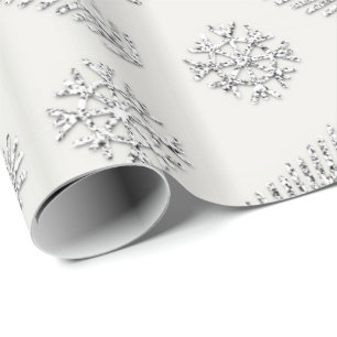 Papier Cadeau Flocons de neige roses de vacances d'arbre de Noël