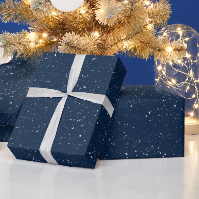 Papier Cadeau Flocons de neige sur un bleu (Vacances)