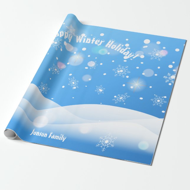 Papier Cadeau Flocons de neige Vacances d'hiver Vœux XMAX Person (Déroulé)