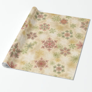 Papier Cadeau Flocons de neige vintages de style avec le texte