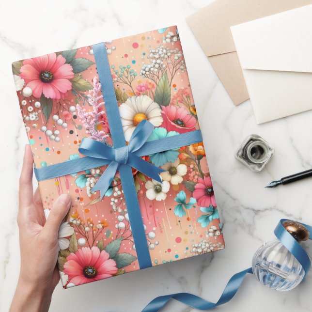 Papier Cadeau Floraison de pétale de pêche (Cadeaux)