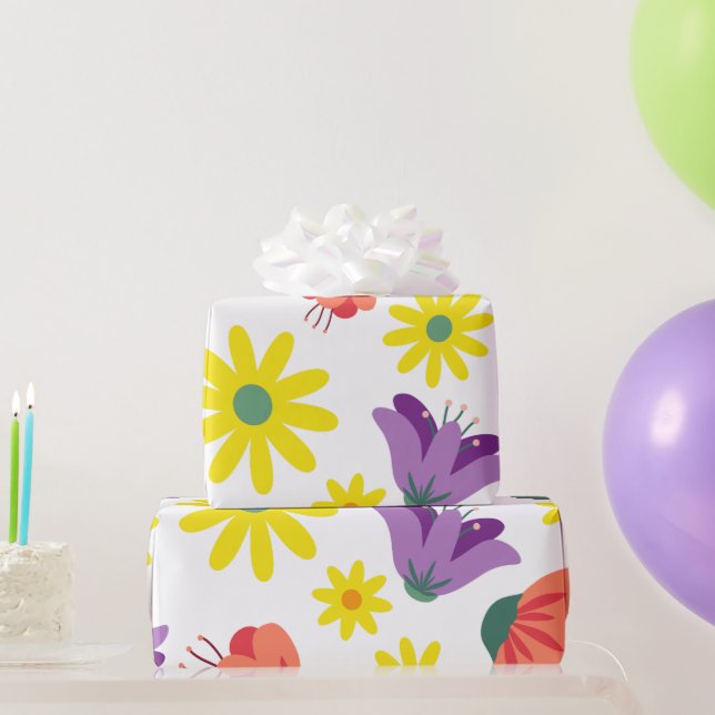Papier Cadeau Floral (Cadeaux de fête)