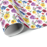Papier cadeau floral aquarelle vif et audacieux<br><div class="desc">Emballer les cadeaux dans ce magnifique papier cadeau floral aquarelle vif et audacieux ! Parfait pour toutes les célébrations ou occasions.</div>