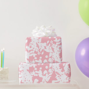 Papier Cadeau Floral blanc rose Abstrait moderne