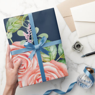 Papier Cadeau Floral bleu bleu bleu marine