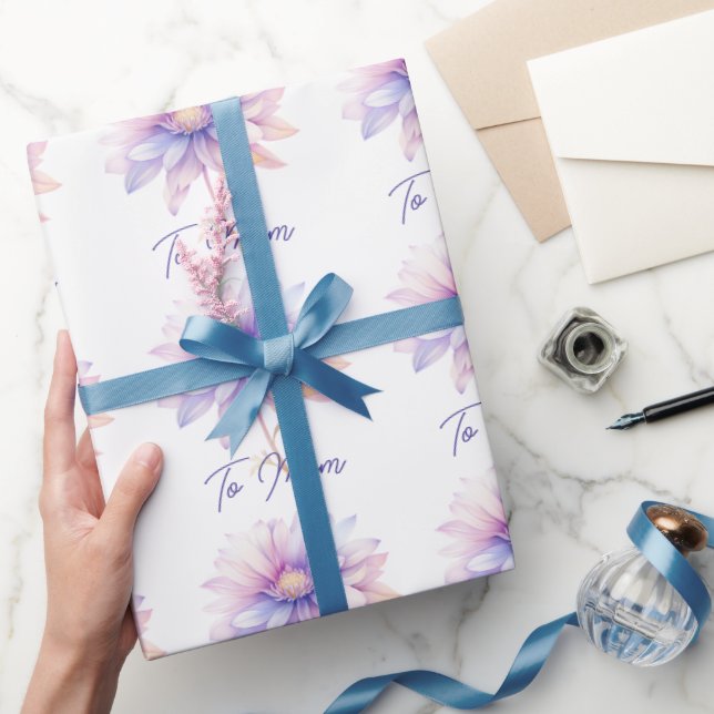 Papier Cadeau Floral bleu et violet à maman (Cadeaux)