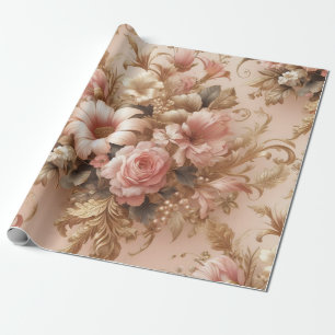 Papier cadeau floral, Blush Pink Gold Blush