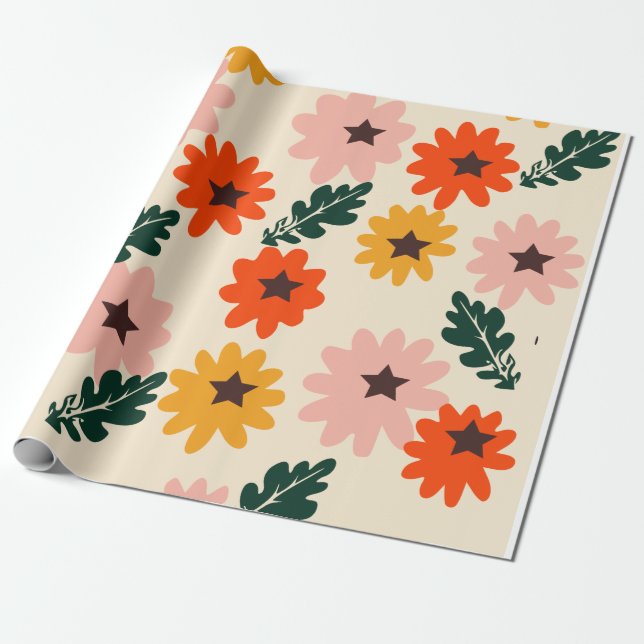 Papier cadeau floral brillant (Déroulé)