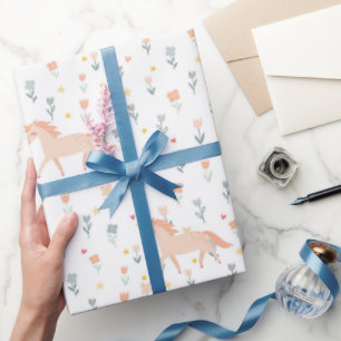 Papier Cadeau Floral de licorne douce