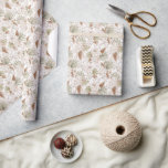 Papier Cadeau Floral et plumes de Bohème<br><div class="desc">Cette collection présente une floraison bohème neutre avec des feuilles de palmiers,  des plumes et une police rétro audacieuse.</div>
