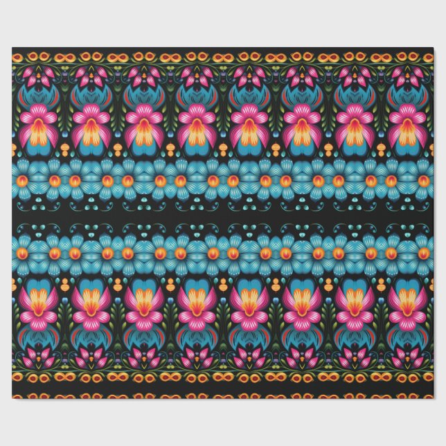 Papier Cadeau Floral Folk Art Moderne (Couture)