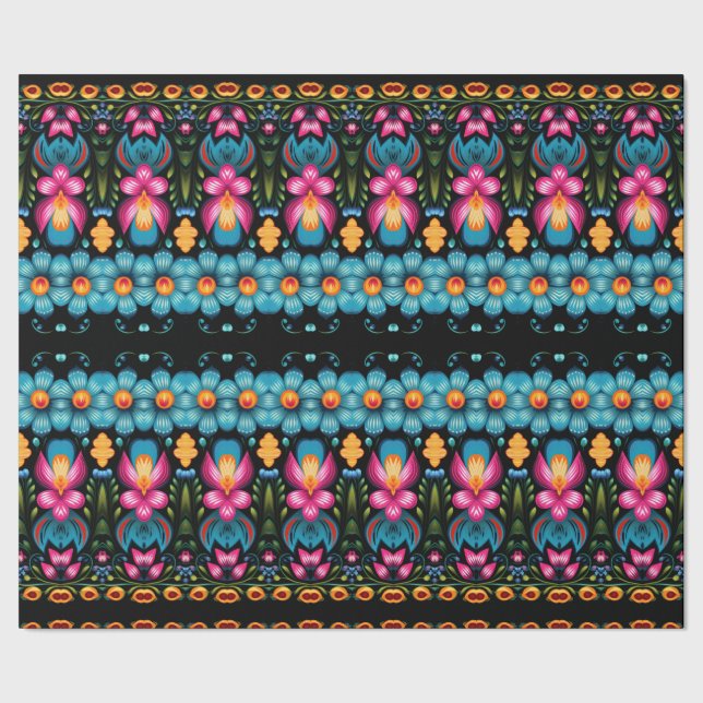 Papier Cadeau Floral Folk Art Moderne (Couture)
