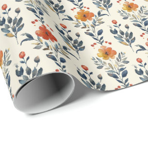 Papier cadeau floral folk rustique, Fleurs vintage