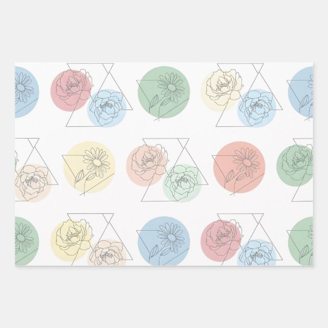 Papier cadeau floral géométrique moderne (Devant)