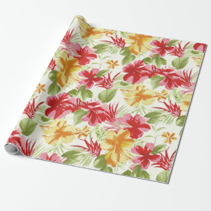 Papier Cadeau Floral hawaïen de ketmie tropicale