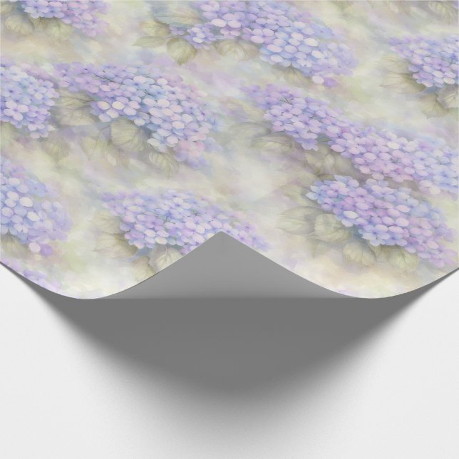 Papier cadeau floral Hydrangea | Bleu et lilas élé (Coin)