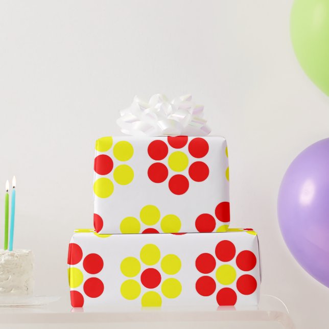 Papier Cadeau Floral jaune et rouge minimal simple (Cadeaux de fête)