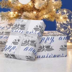 Papier Cadeau Floral Luxury Happy Silver 25e anniversaire