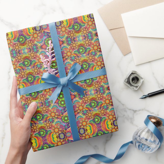 Papier Cadeau Floral Mandala Collage psychédélique (Cadeaux)
