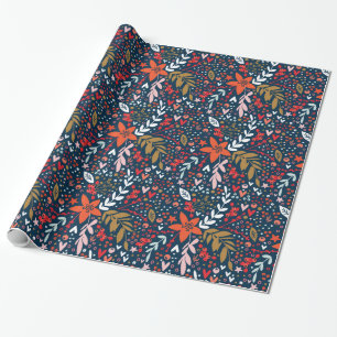 Papier cadeau floral marine toute l'année