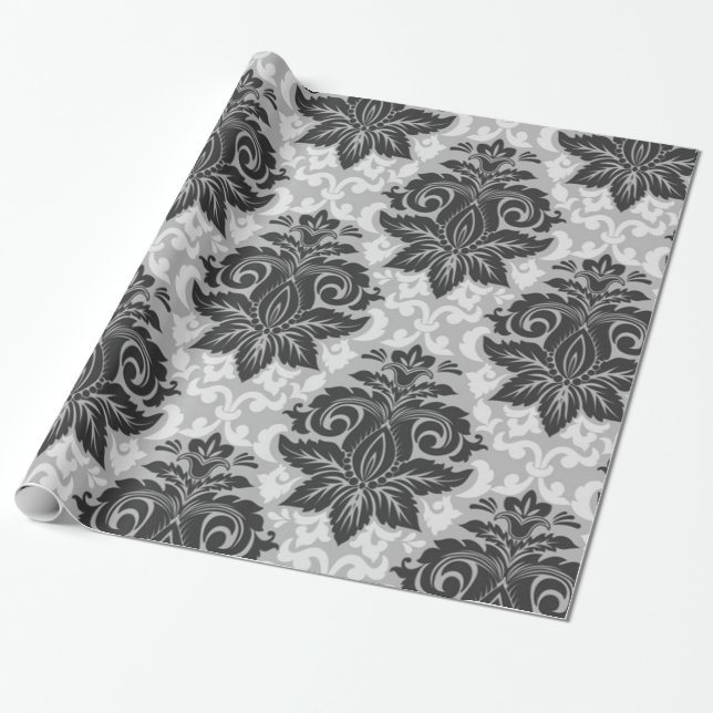 Papier Cadeau Floral noir-blanc (Déroulé)