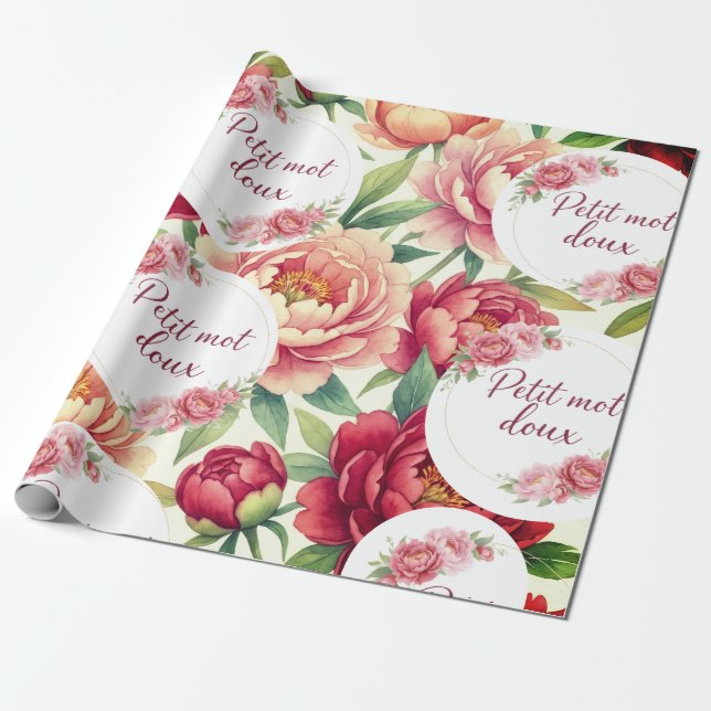 Papier cadeau floral Petit mot doux (Déroulé)