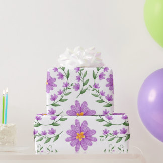 Papier Cadeau Floral pourpre