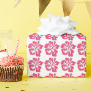Papier Cadeau Floral rose Tropical Hawaiian Luau Hibiscus