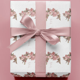 Papier Cadeau Floral rustique Mauve