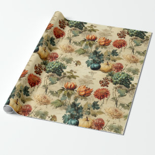 Papier Cadeau Floral Thanksgiving Motif Vintage (2)