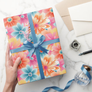 Papier Cadeau Floral Tropical Fleurit Fleurs Été Lumineuses