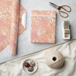 Papier cadeau floral Tulipe en dessin au trait Ros