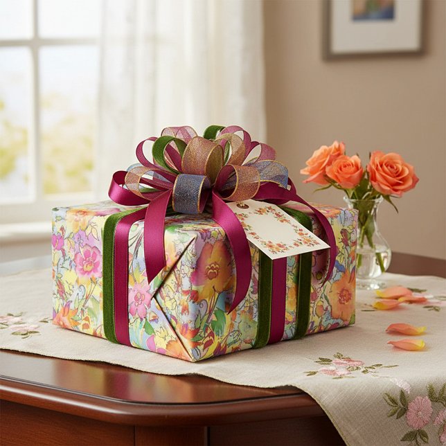 Papier Cadeau Floral vibrant (Créateur téléchargé)