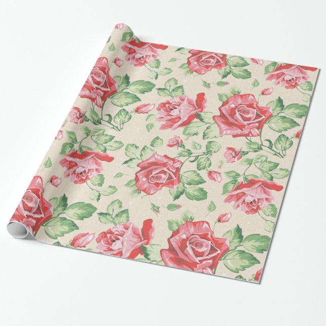 Papier Cadeau Floral Vintage (Déroulé)