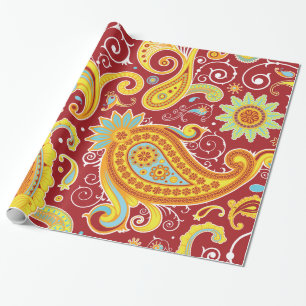 Papier Cadeau Floral Vintage Paisley Motif de mode