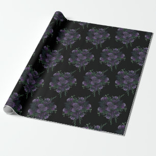 Papier Cadeau Floral violet sur le gothique Mariage noir