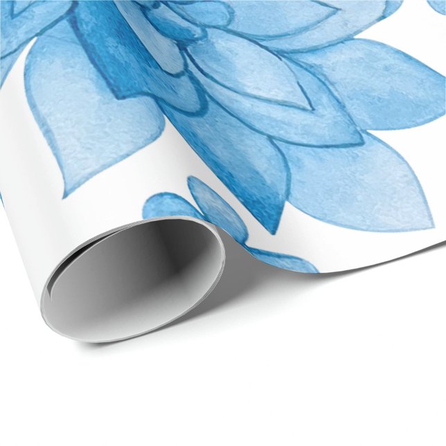 Papier Cadeau floral wallpaper with blue blossoms and leaves  (Créateur téléchargé)